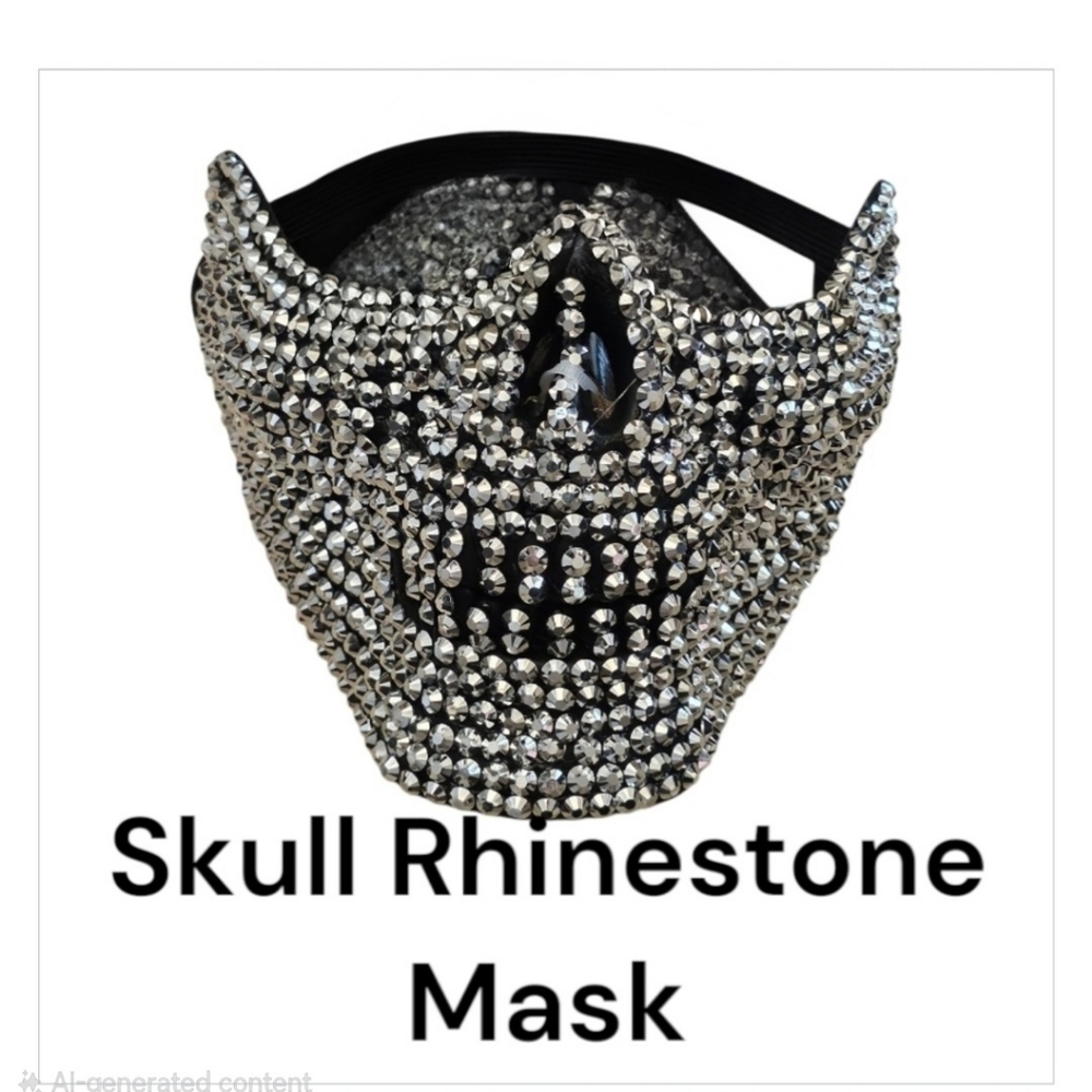 NWOT Crystal Embellished Half Skull Mask